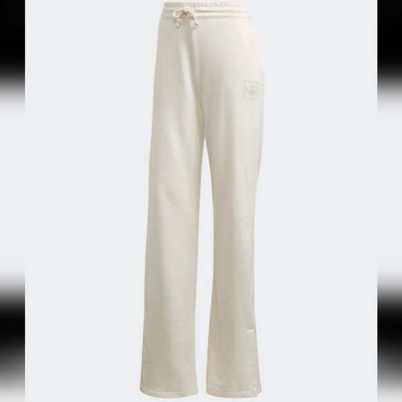 NWT 《 Adidas 》chalk white bling sweatpants y2k flare rhinestone slit hem XL - Picture 9 of 13